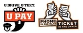U Drive, U Text, U Pay. Phone in one hand, ticket in the other.