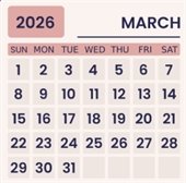 March 2026 calendar - pink background