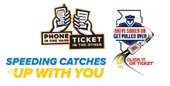 Graphics for texting and driving, speeding, and click it or ticket.