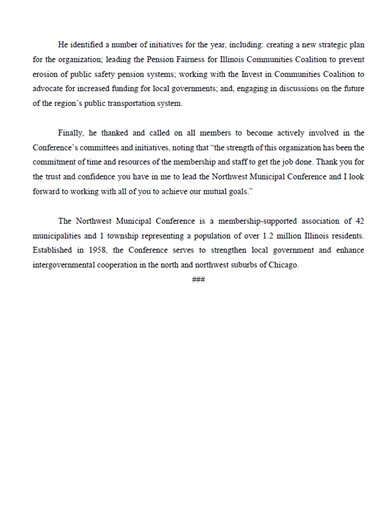 mayor craig press release president of NWMC