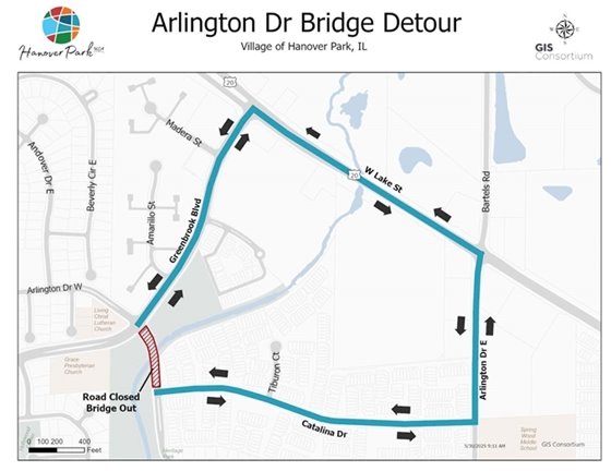 Arlington Dr Bridge Detour