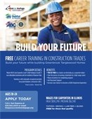 Flyer for a construction job with a picture of a construction worker on it