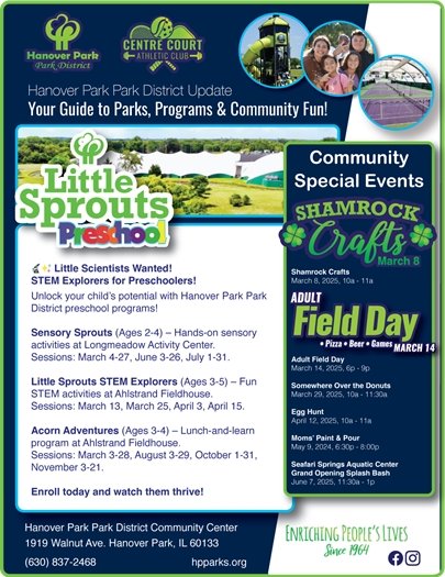 Hanover Park Park District Upcoming Events