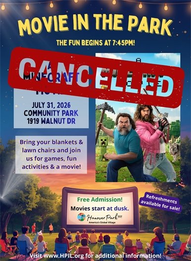 Movie in the Park July 31 Canceled