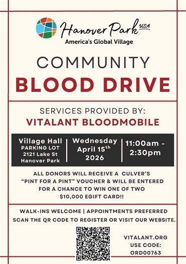 Flyer with text about blood drive