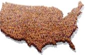 census picure of people in the shape of the U.S. 