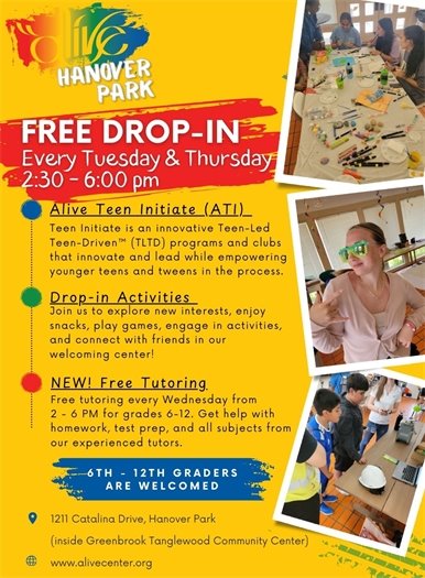 Alive Center flyer for free drop in program