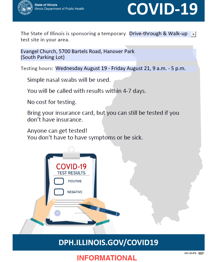 Evangel Church Testing Site Flyer