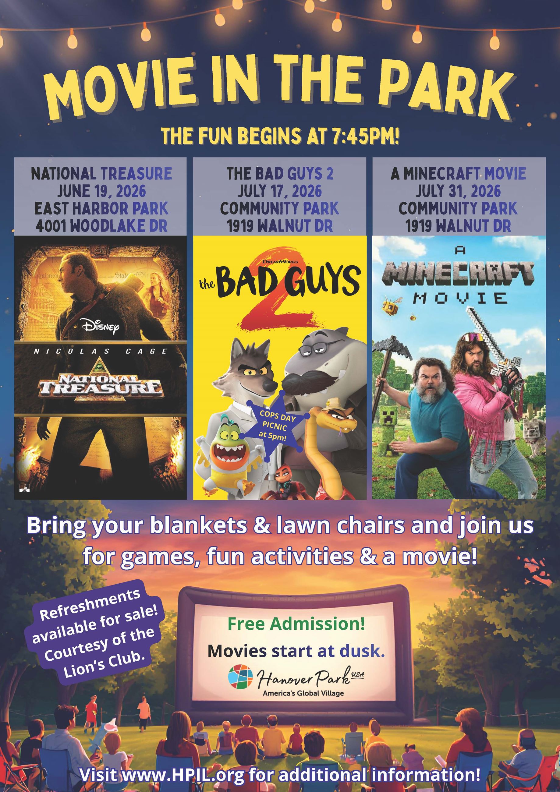Movies in the park 2026
